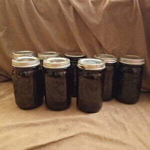 Vintage Amber Wide Mouth Ball Mason Jar with lid